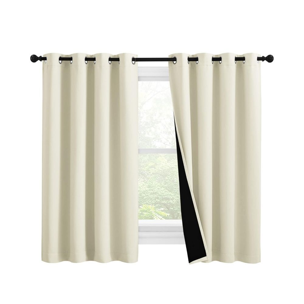 Warm‎ Curtains for Winter, Complete Blackout  Beige 2 panels 55 x 57 inch